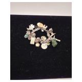 Silver Chunky Mexican Charm Bracelet marked