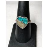 Silver turquoise chips Ring size 7.5    .100oz