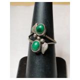 Silver Navajo greenstone Ring   Size 6  .100oz