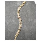 Goldtone Redstone link bracelet