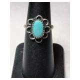 Silver  Navajo turquoise Ring    Size 5.5  .085oz