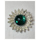 Sarah Coventry silvertone Green / clear