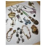 Mixture of costume jewelry rings necklace