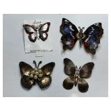 Metal butterfly brooches