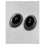 Silver black onyx  Stone post earrings unmarked.