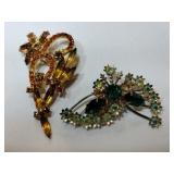 Green rhinestone roach Amber yellow rhinestone
