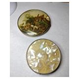 2  large vintage compact mirror
