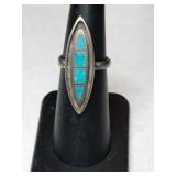 Silver Navajo turquoise Ring    Size 5  .165oz