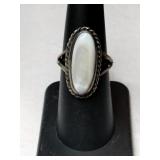 Silver Navajo mother of pearl  Ring     Size 6.5