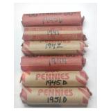 6 rolls wheat penny mixed years