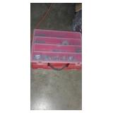 Double sided bolt storage container with contents