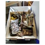 Box of vintage Italian carved nativity figurines.