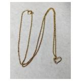 Small 10K heart necklace charm chain gold filled
