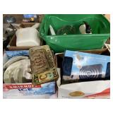 Old license plates, mixer, nesting bowls, massage