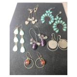 6 pair dangle earrings  metal ,plastic  ,beaded