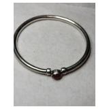 Silver redstone bangle marked 925.     .480oz
