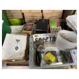 Vintage pencil sharpeners, Waffle Baker, books,