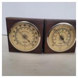 Spring field wood and plastic weather station