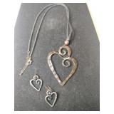 Heart necklace matching earrings