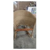 Small doll size wicker back rocking chair missing