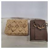 Hand woven box and leather bound blank book