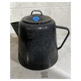 black speckled enamelware cowboy coffee pot
