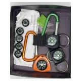 mini compass carabiner keychains and button