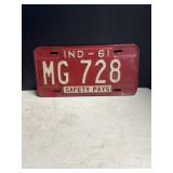 1961 Indiana license plate