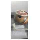 Signed oriental art pottery soup tyreen 9x10in