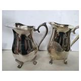 2 silver plated pitchers footed