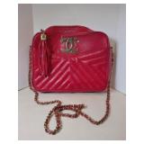 Vintage Chanel V stitch quilted leather tassel