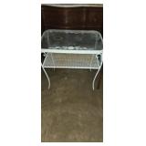 Metal outdoor glassntop side table