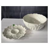 Signed Jtaly porcelain relish plate and large