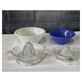 7" & 9" glass nesting mixing bowls & glass juicers