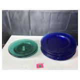 (3) 10" teal green & (10) 12" cobalt blue