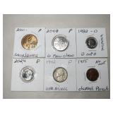 coins Penny ,nickel, 2 dimes ,quarter, dollar
