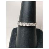 14k white gold clear Stone band Marked 14k