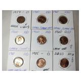 9 pennies big & small numbers in date