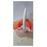 Fenton Art Glass basket,  "Peach Blow" color with