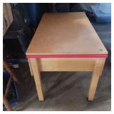 Child craft play table with blocks inside