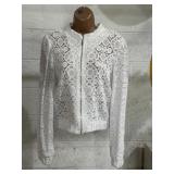 Anthropologie Crochet Bomber Jacket size S
