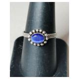 Silver bluestone ring marked 925 size 8.   .060oz