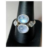 Silver Nikki Butler moonstone ring marked 925.