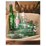 Large lot of 43 vintage soft drink bottles: Coke,