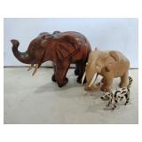 wooden carved elephants