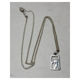 Silver necklace cat pendant marked 925.