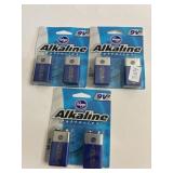 3 pkgs-2 ct Alkaline 9V batteries