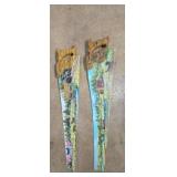 2, hand painted hand saws painted by Helen B.