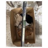 24" rubber squeegee, leather pieces, hats and