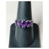 Silver purple stone marked 925 size 7 .085oz